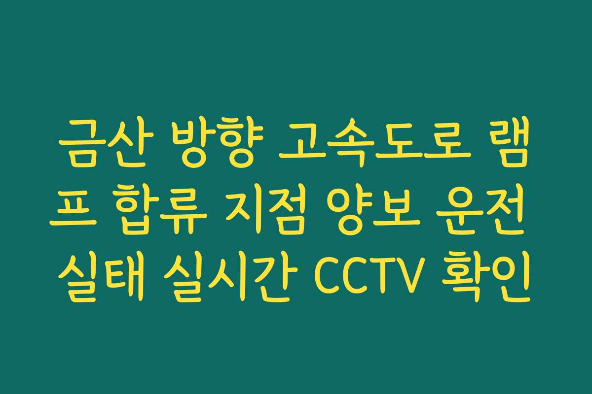 금산 방향 고속도로 램프 합류 지점 양보 운전 실태 실시간 CCTV 확인