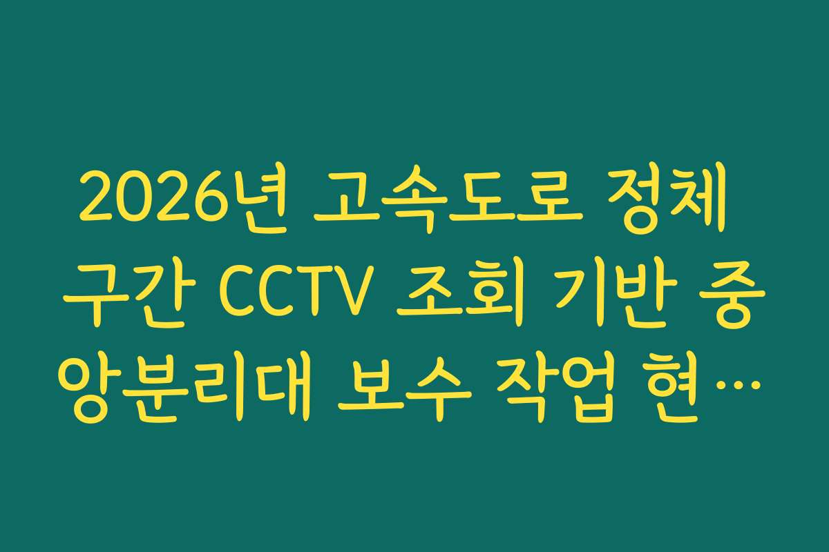 2026년 고속도로 정체 구간 CCTV 조회 기반 중앙분리대 보수 작업 현황 확인