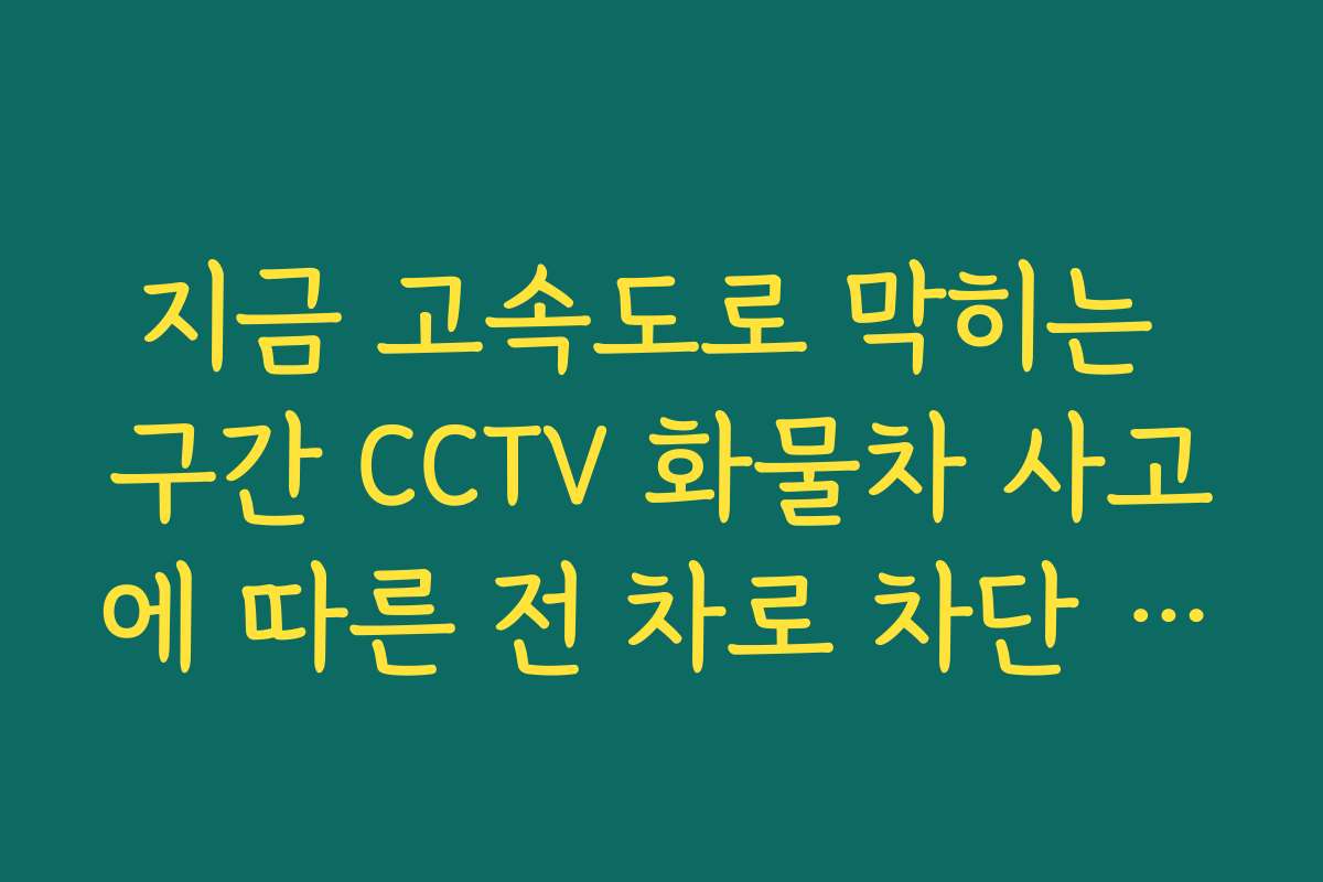 지금 고속도로 막히는 구간 CCTV 화물차 사고에 따른 전 차로 차단 여부 체크
