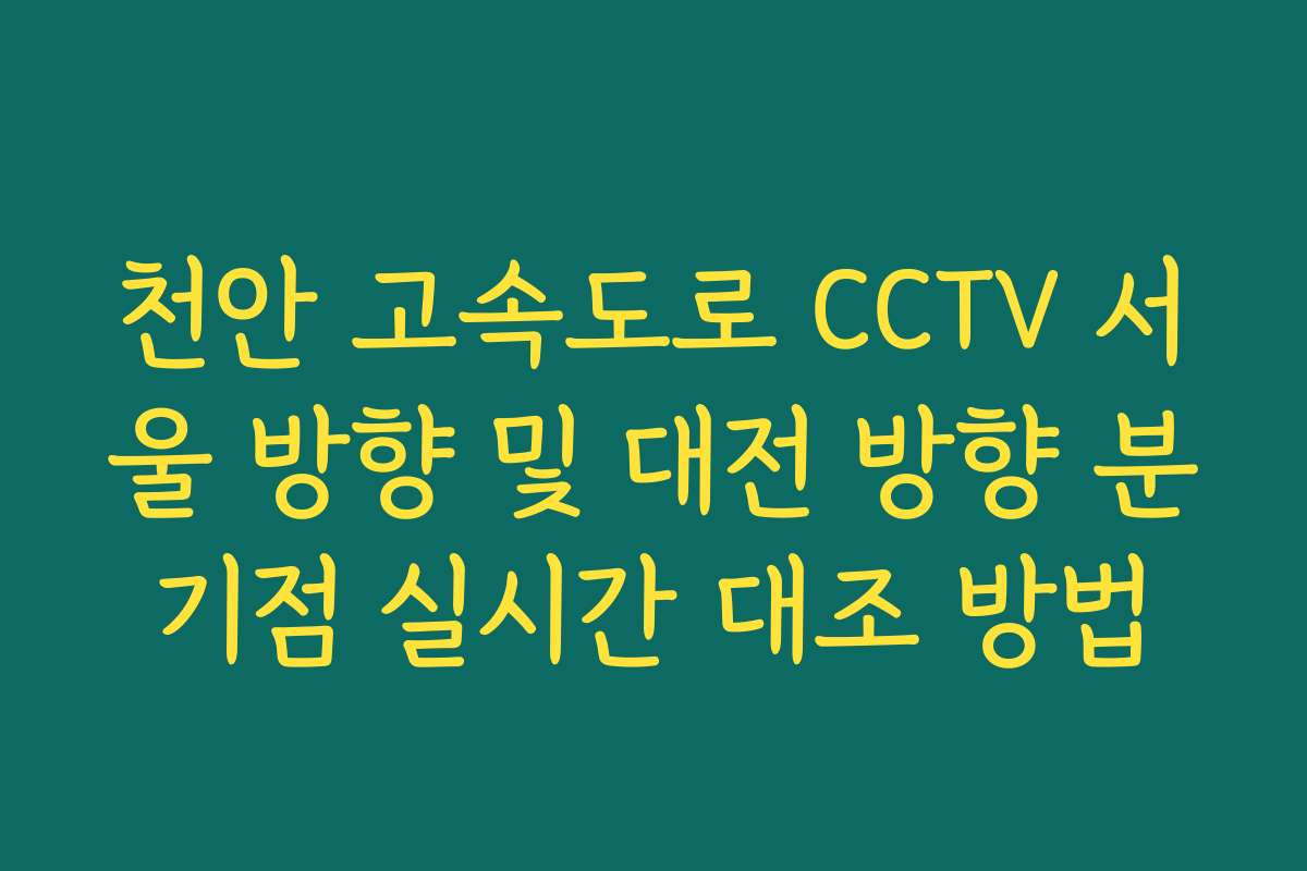 천안 고속도로 CCTV 서울 방향 및 대전 방향 분기점 실시간 대조 방법