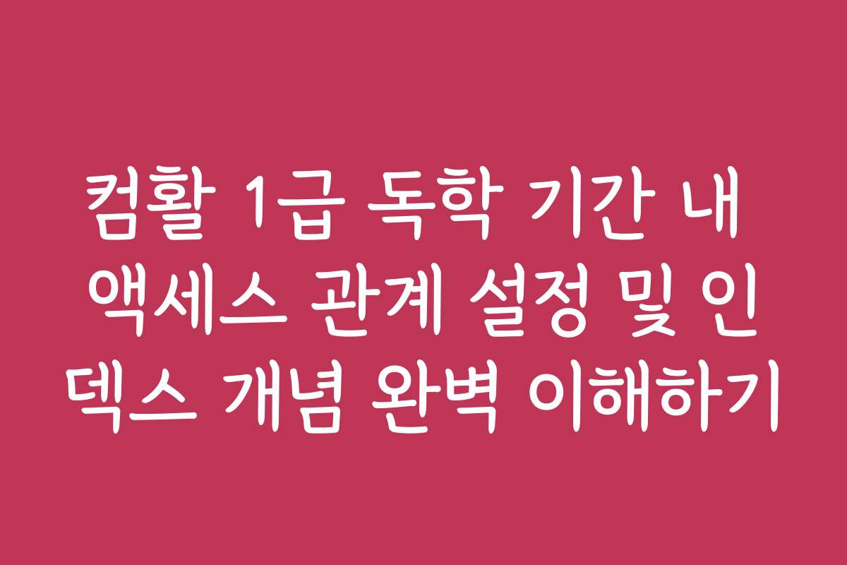 컴활 1급 독학 기간 내 액세스 관계 설정 및 인덱스 개념 완벽 이해하기