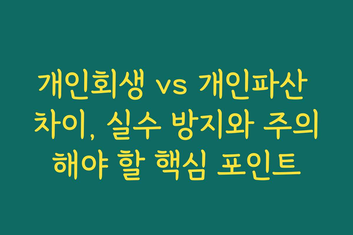 개인회생 vs 개인파산 차이, 실수 방지와 주의해야 할 핵심 포인트