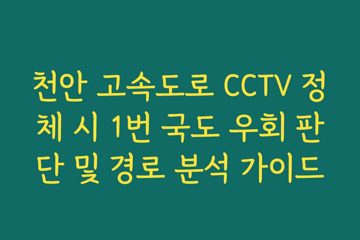 천안 고속도로 CCTV 정체 시 1번 국도 우회 판단 및 경로 분석 가이드