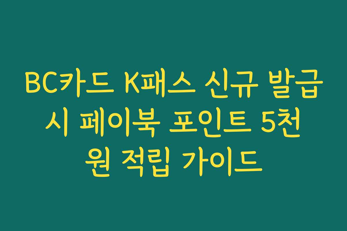 BC카드 K패스 신규 발급 시 페이북 포인트 5천 원 적립 가이드