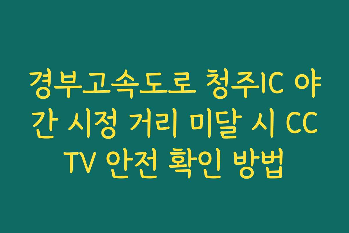 경부고속도로 청주IC 야간 시정 거리 미달 시 CCTV 안전 확인 방법