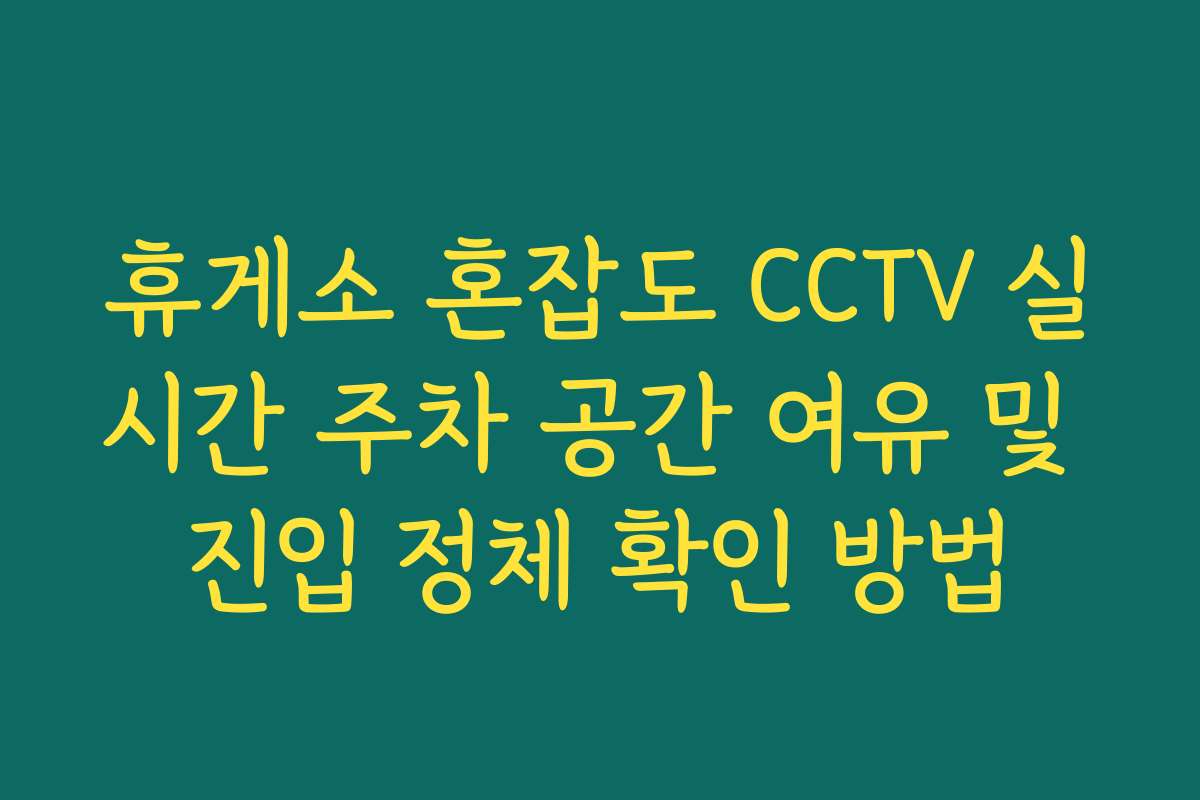 휴게소 혼잡도 CCTV 실시간 주차 공간 여유 및 진입 정체 확인 방법