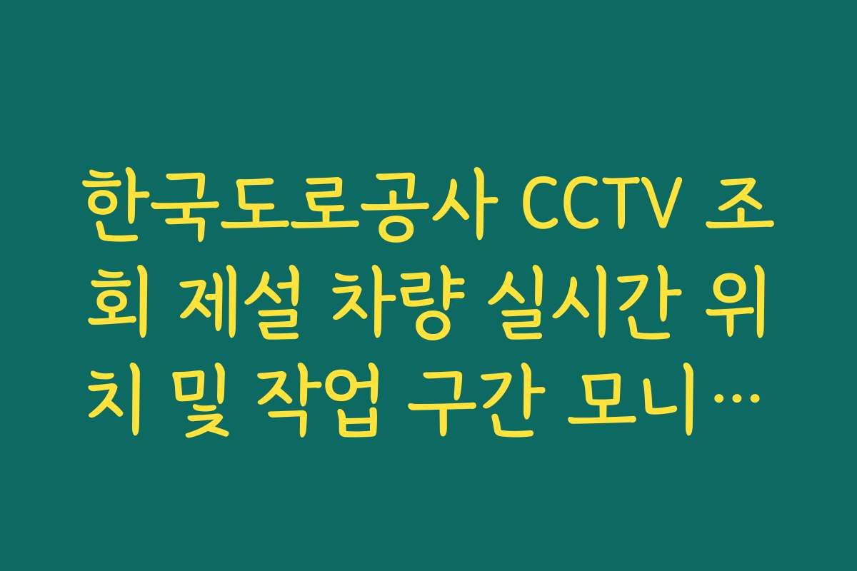 한국도로공사 CCTV 조회 제설 차량 실시간 위치 및 작업 구간 모니터링 방법