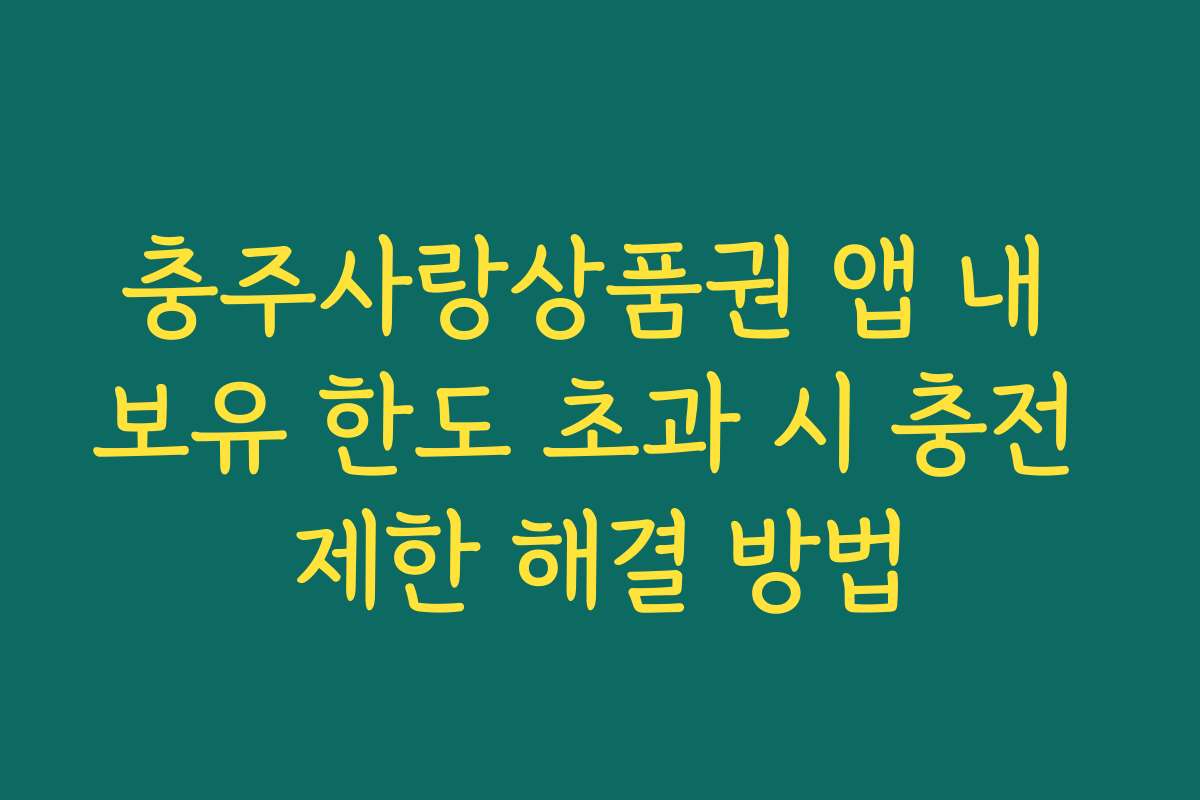 충주사랑상품권 앱 내 보유 한도 초과 시 충전 제한 해결 방법