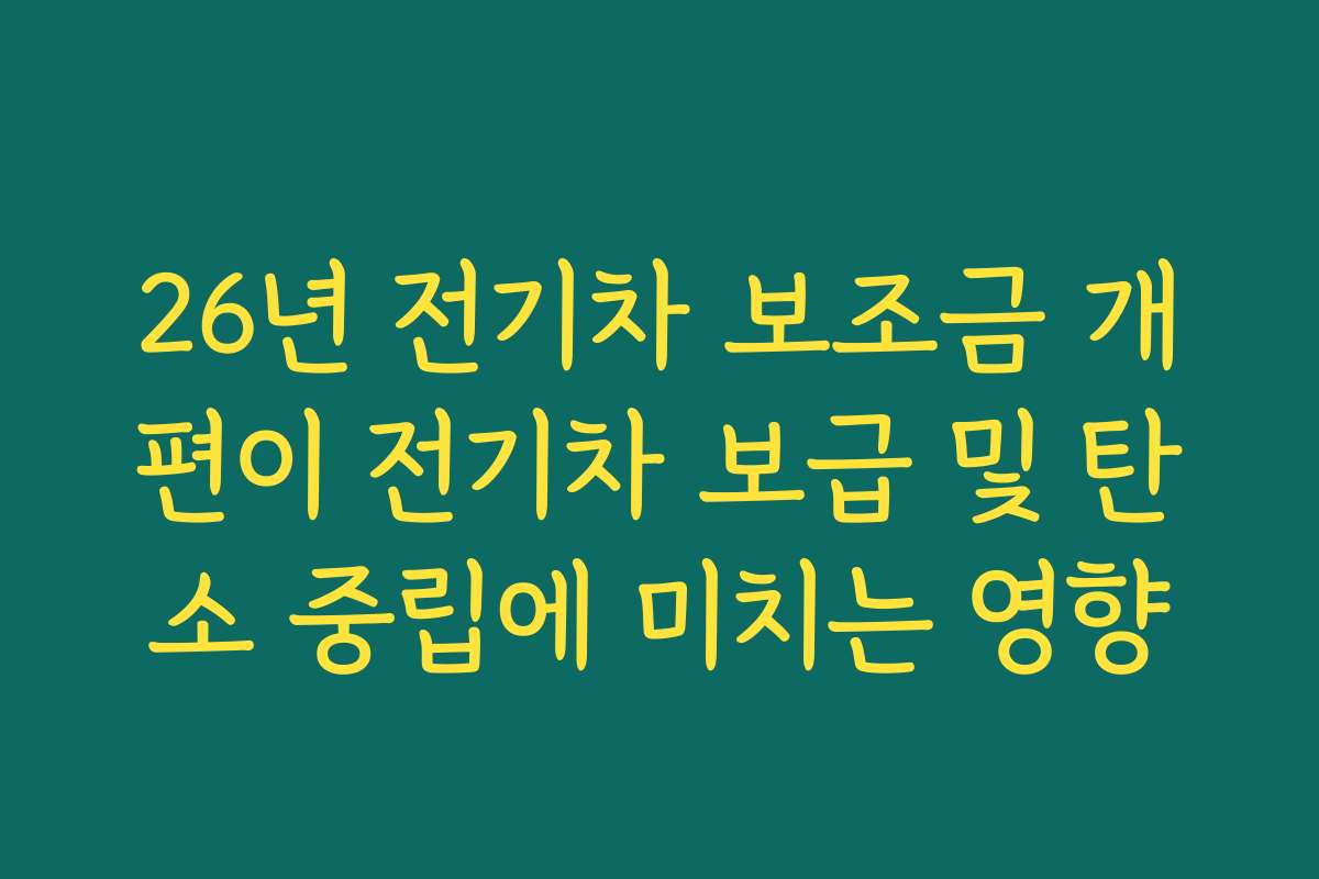 26년 전기차 보조금 개편이 전기차 보급 및 탄소 중립에 미치는 영향