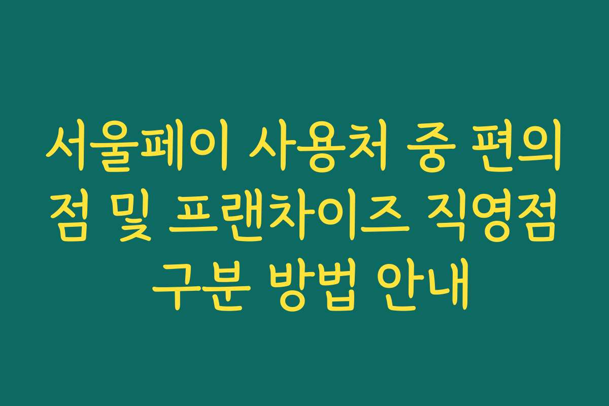 서울페이 사용처 중 편의점 및 프랜차이즈 직영점 구분 방법 안내