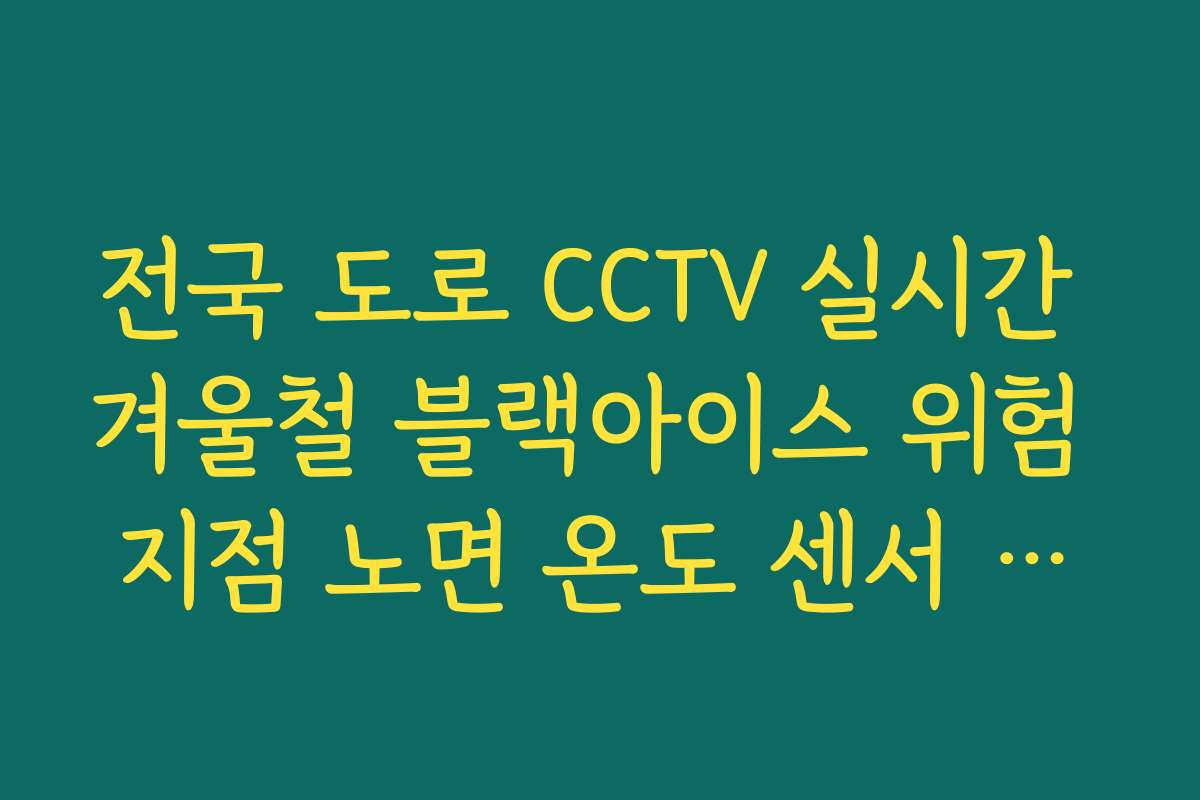 전국 도로 CCTV 실시간 겨울철 블랙아이스 위험 지점 노면 온도 센서 정보