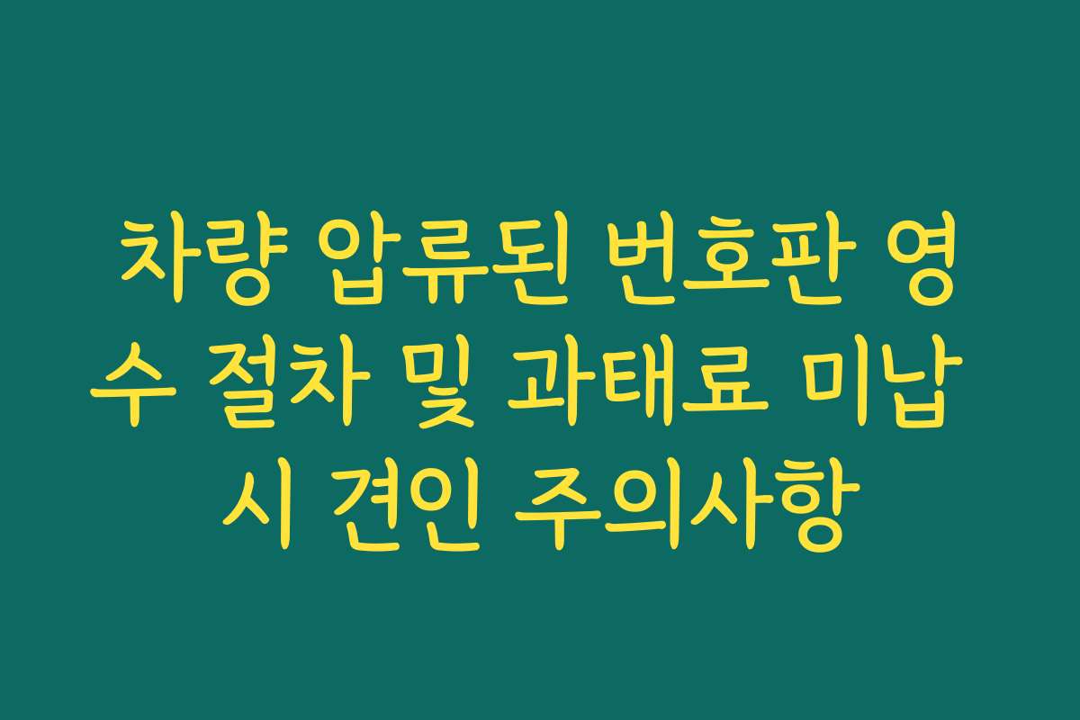 차량 압류된 번호판 영수 절차 및 과태료 미납 시 견인 주의사항