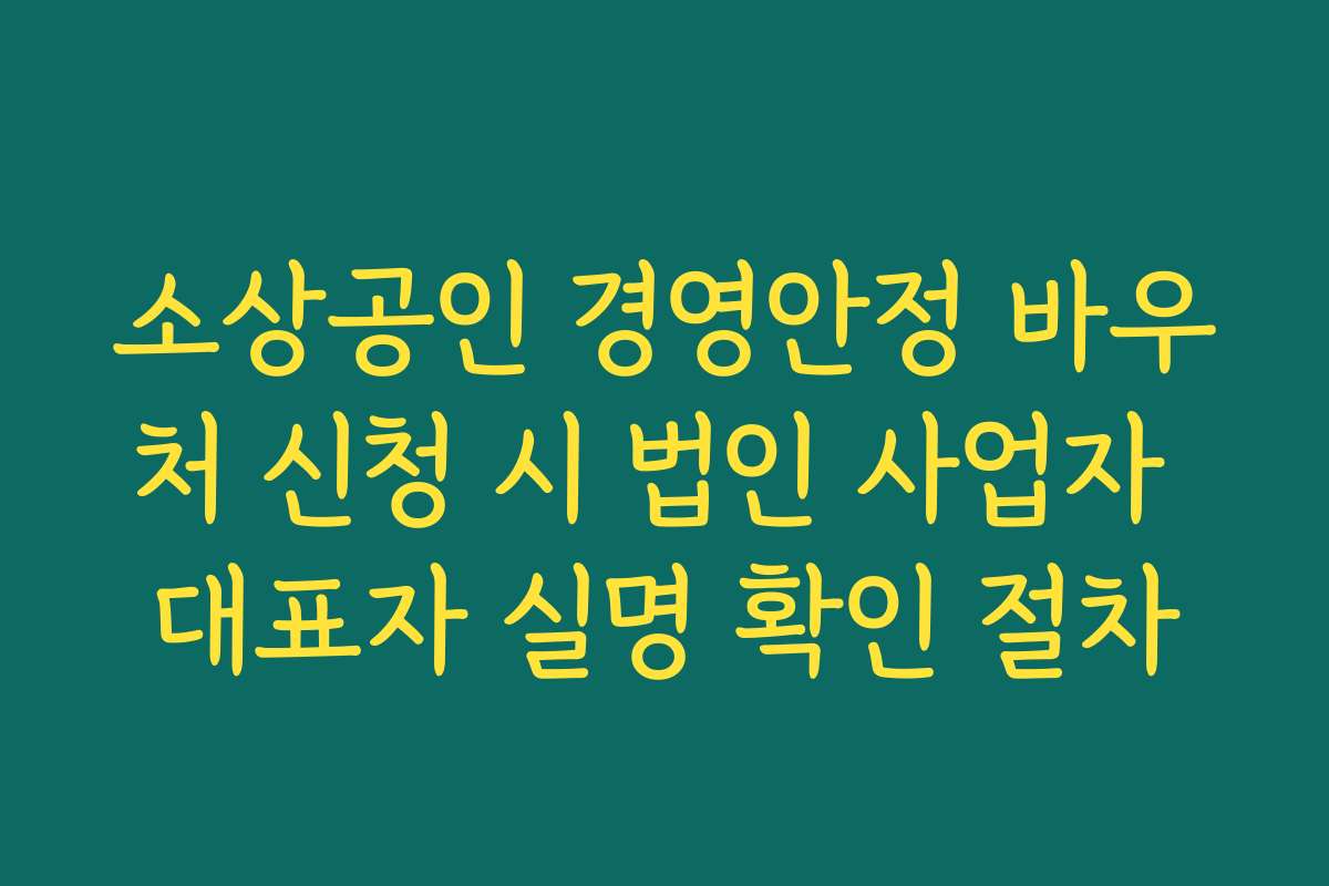 소상공인 경영안정 바우처 신청 시 법인 사업자 대표자 실명 확인 절차