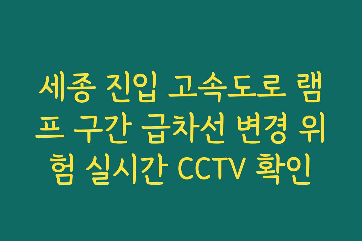 세종 진입 고속도로 램프 구간 급차선 변경 위험 실시간 CCTV 확인