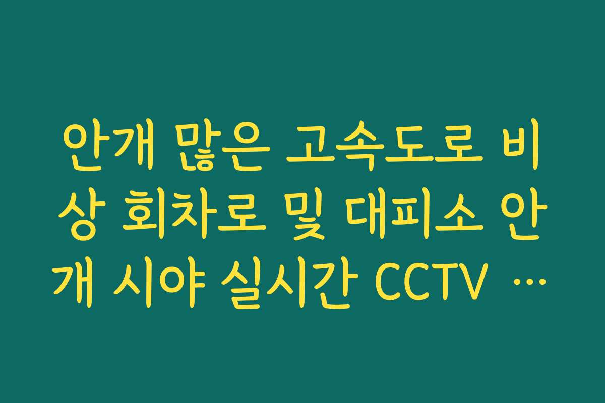 안개 많은 고속도로 비상 회차로 및 대피소 안개 시야 실시간 CCTV 확인