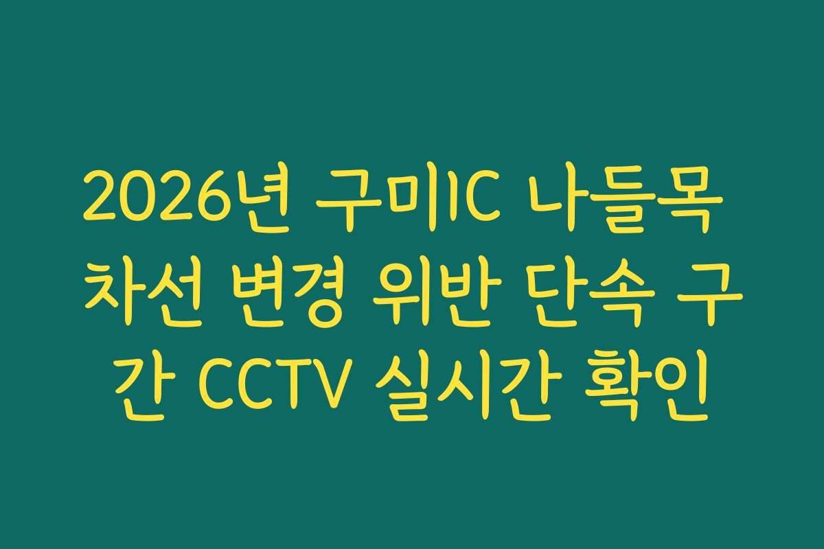 2026년 구미IC 나들목 차선 변경 위반 단속 구간 CCTV 실시간 확인