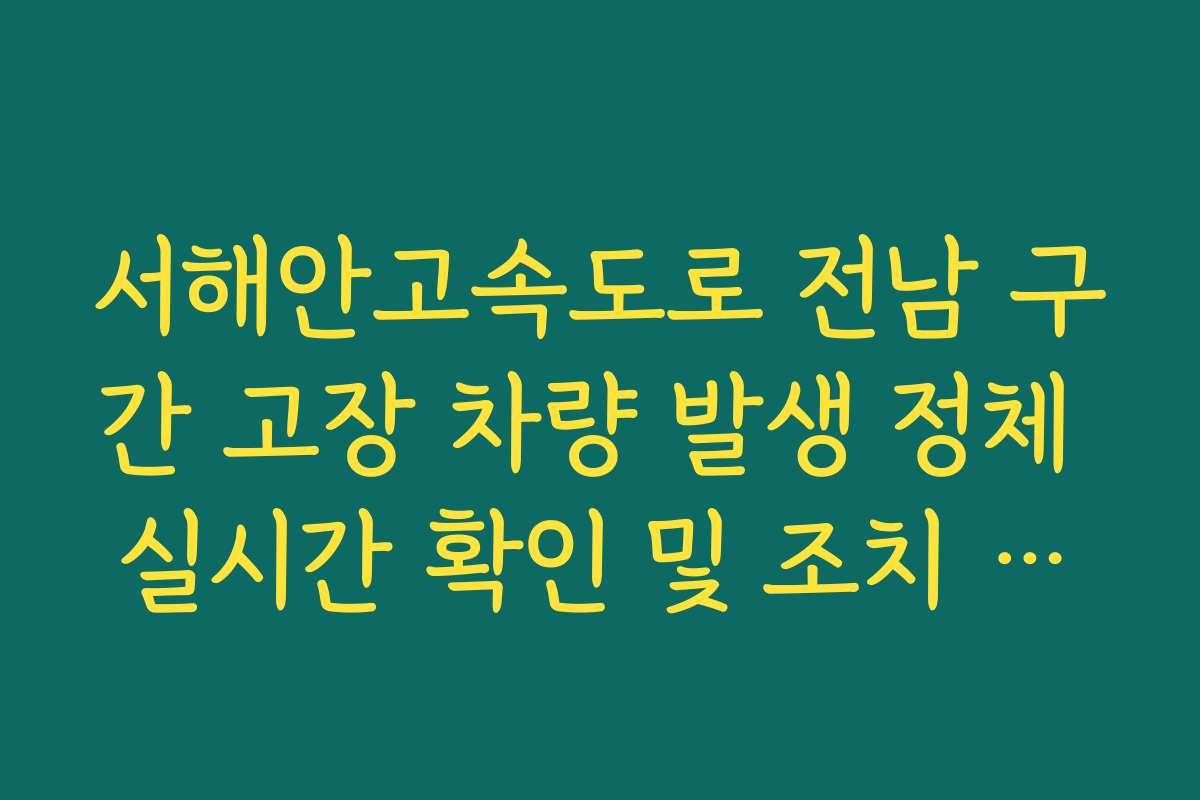 서해안고속도로 전남 구간 고장 차량 발생 정체 실시간 확인 및 조치 가이드