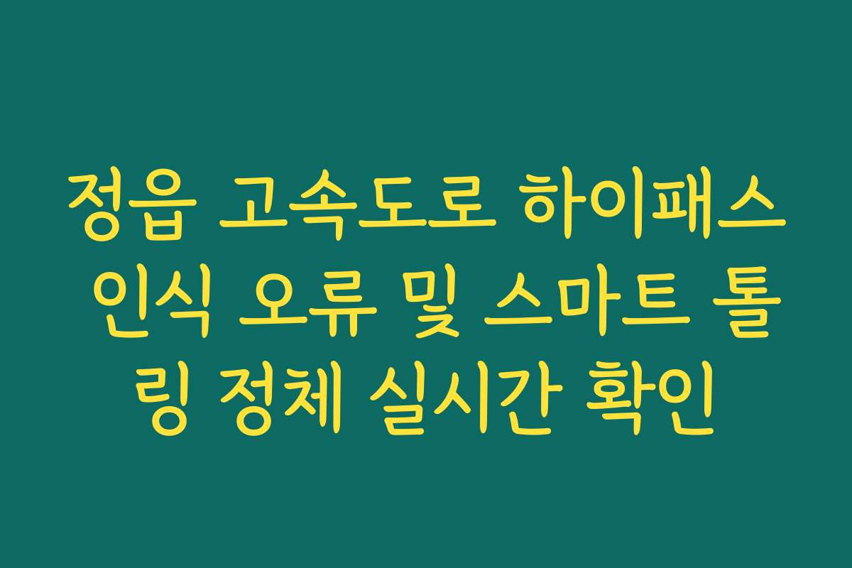 정읍 고속도로 하이패스 인식 오류 및 스마트 톨링 정체 실시간 확인