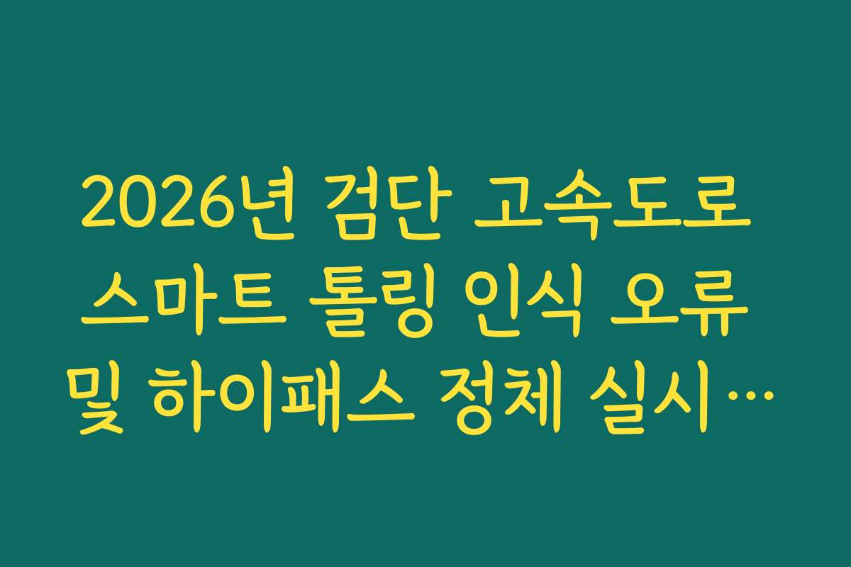 2026년 검단 고속도로 스마트 톨링 인식 오류 및 하이패스 정체 실시간 가이드