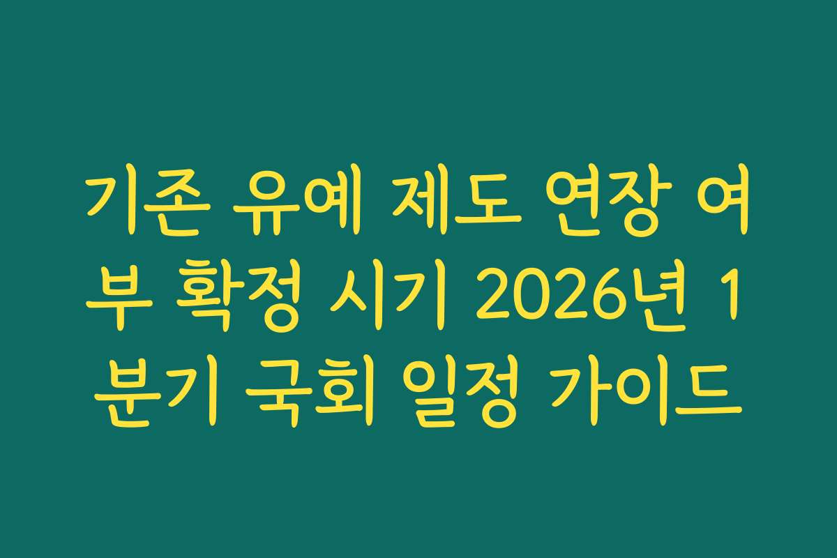 기존 유예 제도 연장 여부 확정 시기 2026년 1분기 국회 일정 가이드