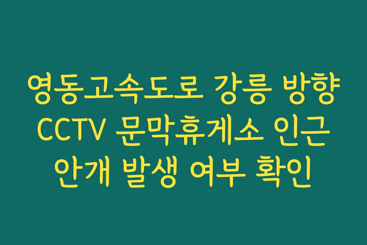 영동고속도로 강릉 방향 CCTV 문막휴게소 인근 안개 발생 여부 확인