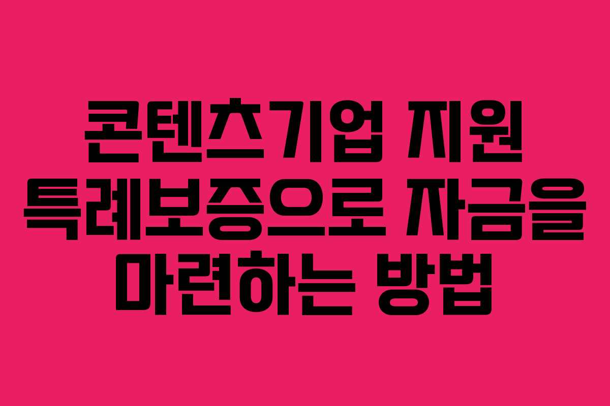 콘텐츠기업 지원 특례보증으로 자금을 마련하는 방법