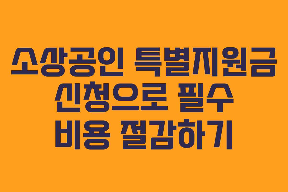 소상공인 특별지원금 신청으로 필수 비용 절감하기