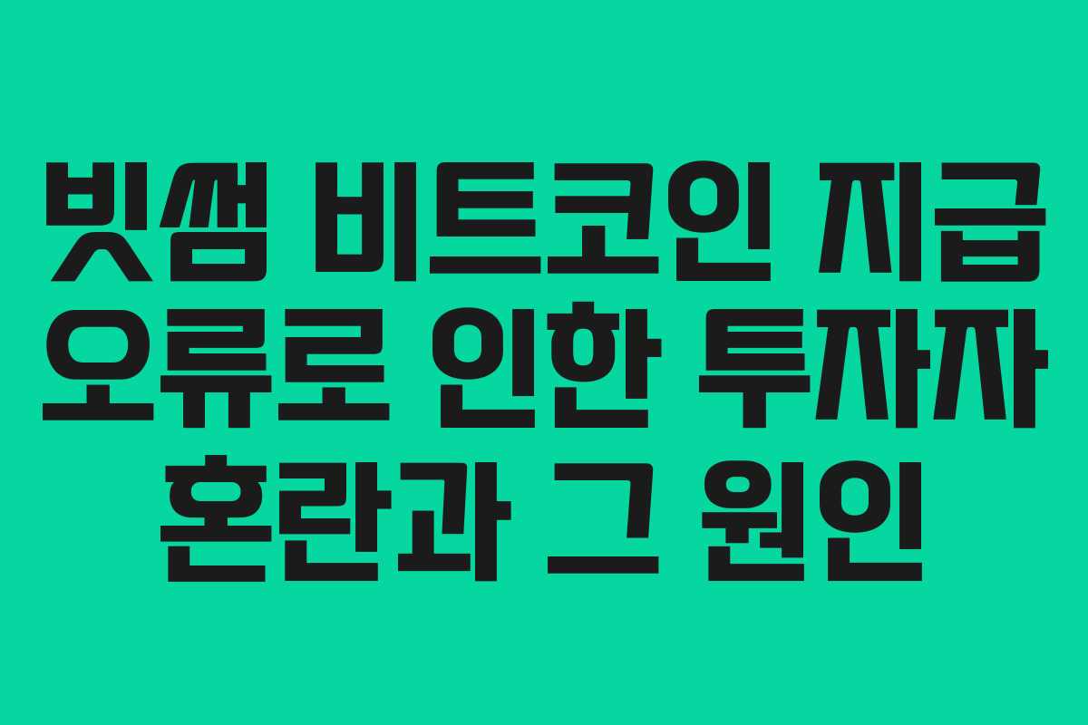 빗썸 비트코인 지급 오류로 인한 투자자 혼란과 그 원인
