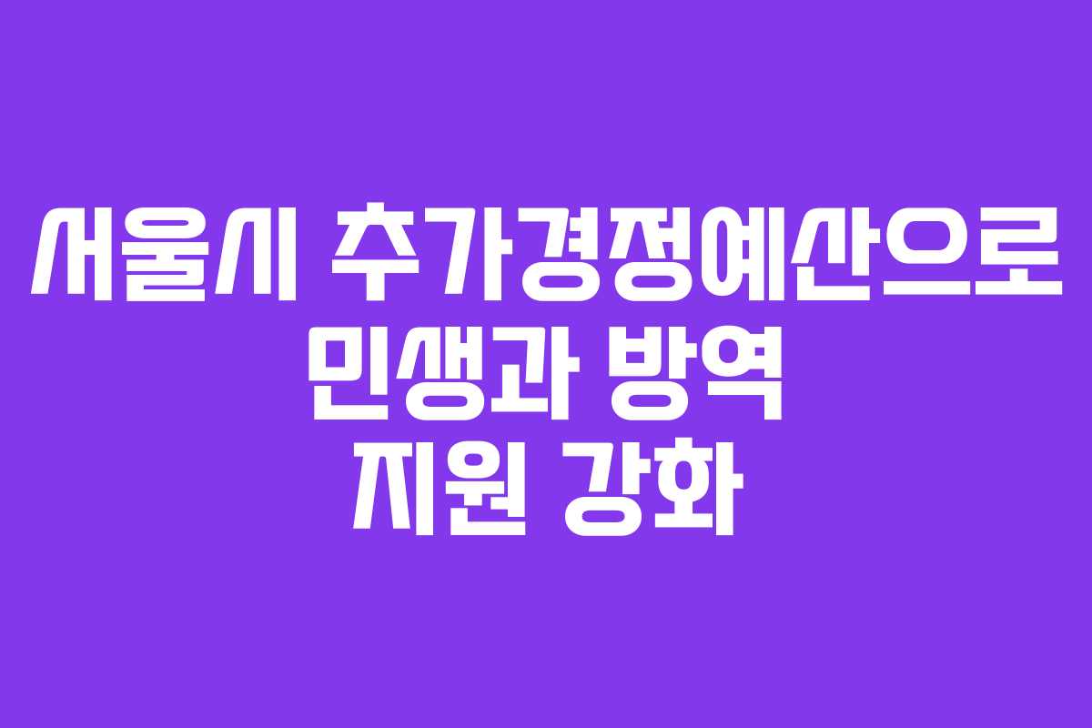 서울시 추가경정예산으로 민생과 방역 지원 강화