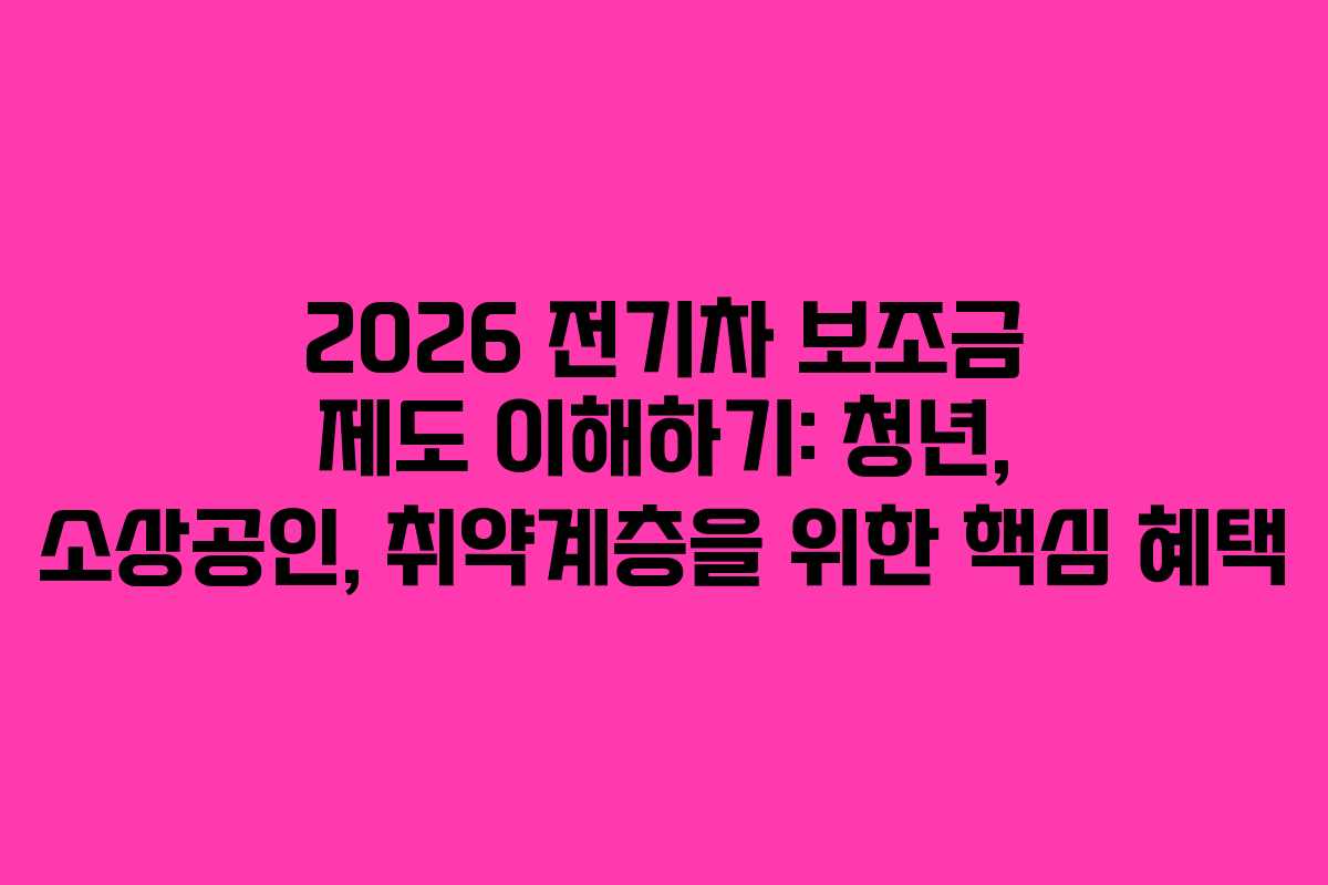 2026 전기차 보조금 제도 이해하기: 청년, 소상공인, 취약계층을 위한 핵심 혜택