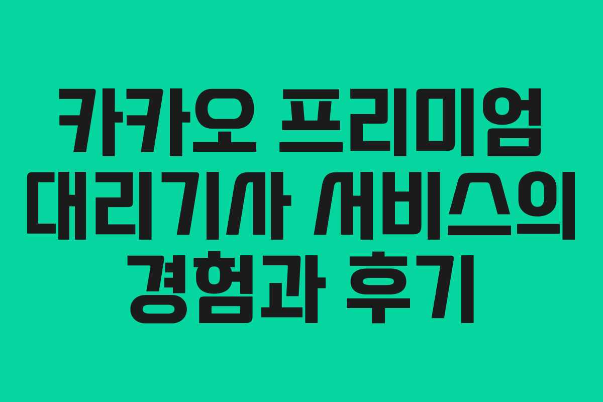 카카오 프리미엄 대리기사 서비스의 경험과 후기