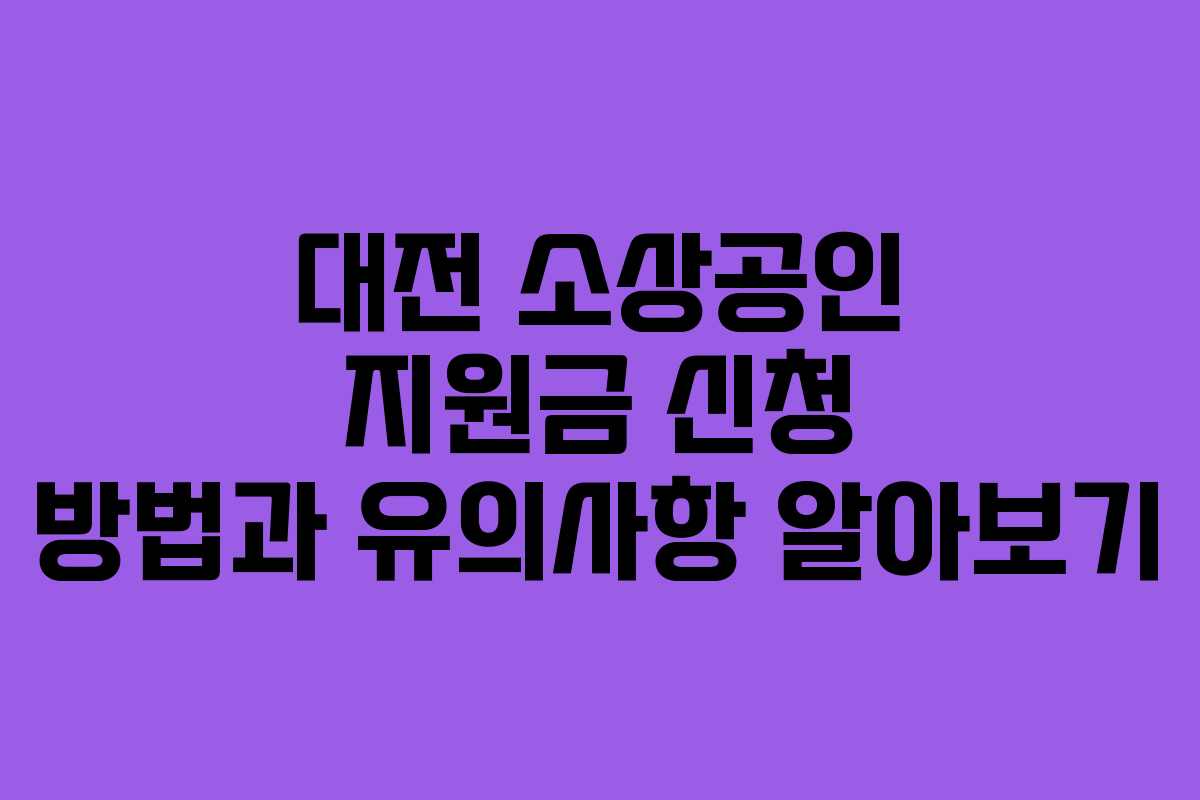 대전 소상공인 지원금 신청 방법과 유의사항 알아보기