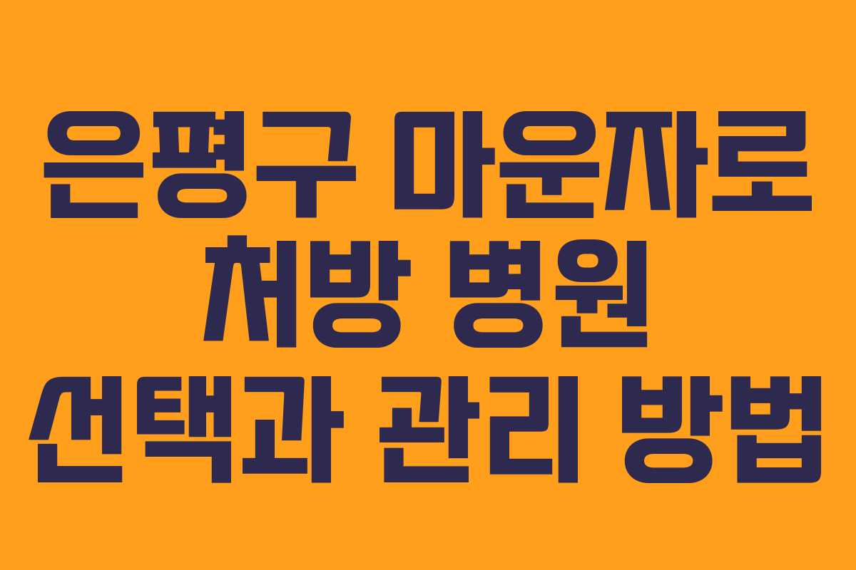 은평구 마운자로 처방 병원 선택과 관리 방법
