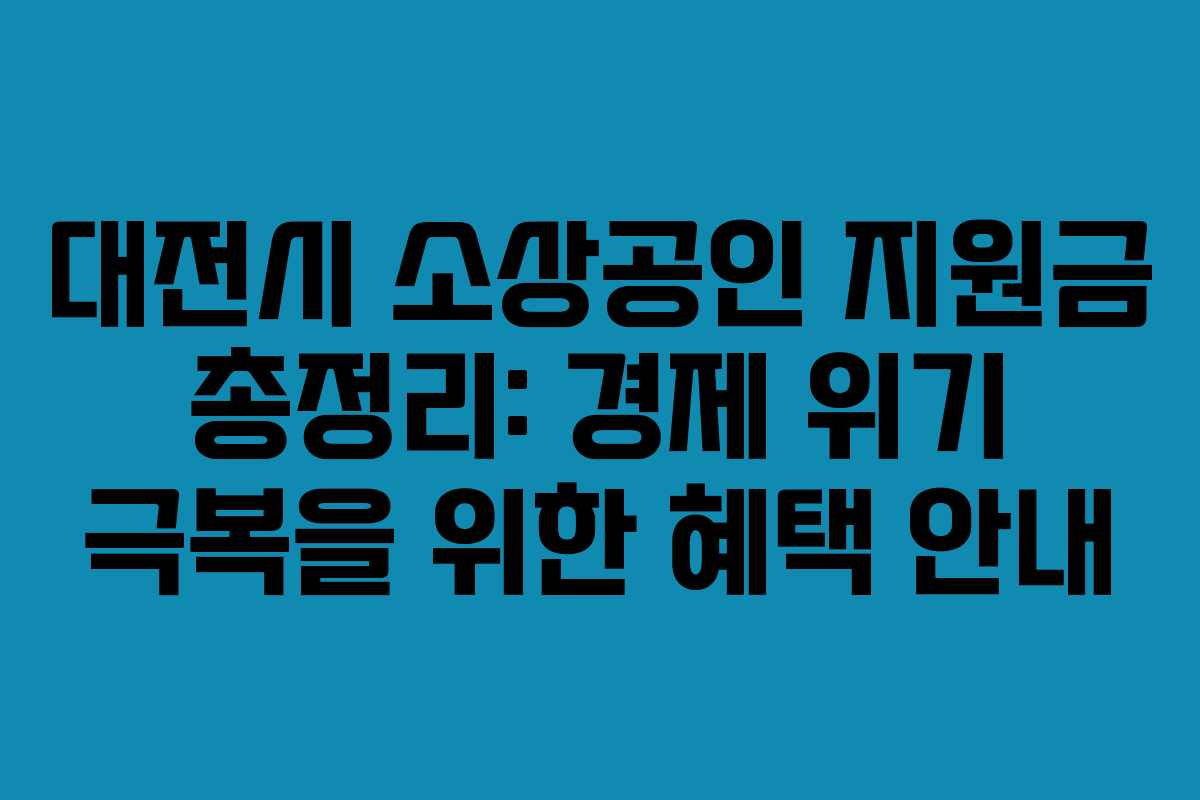 대전시 소상공인 지원금 총정리: 경제 위기 극복을 위한 혜택 안내