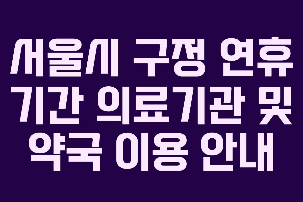 서울시 구정 연휴 기간 의료기관 및 약국 이용 안내