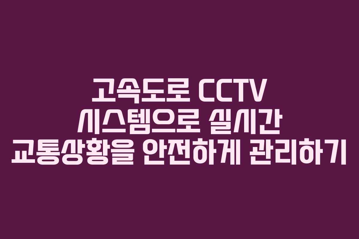 고속도로 CCTV 시스템으로 실시간 교통상황을 안전하게 관리하기