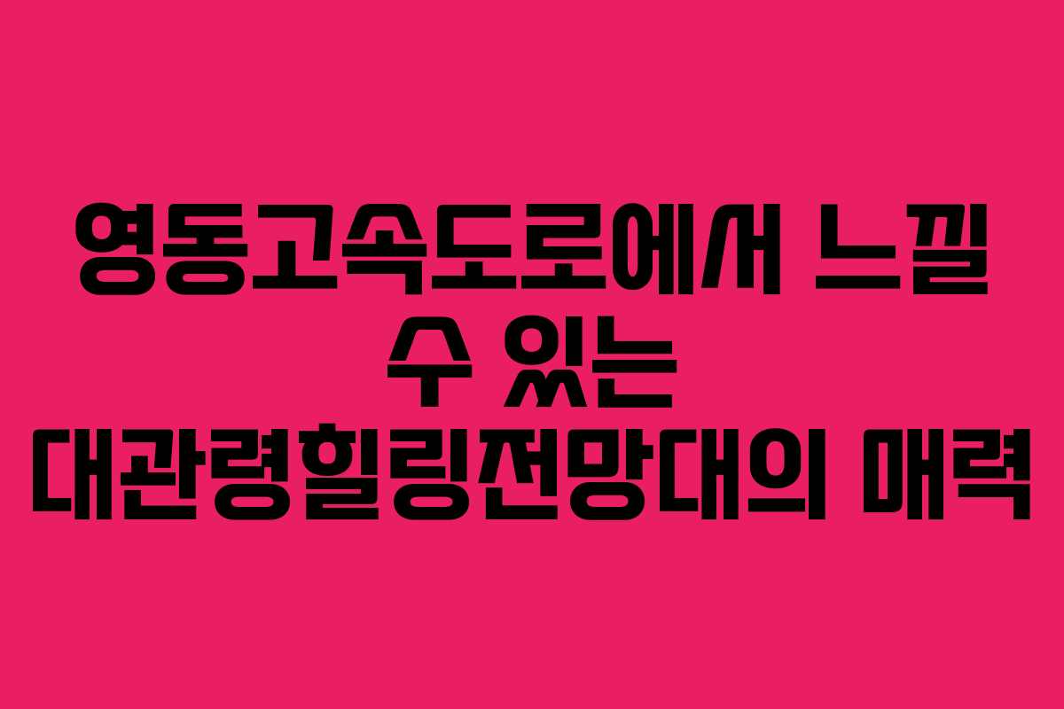 영동고속도로에서 느낄 수 있는 대관령힐링전망대의 매력