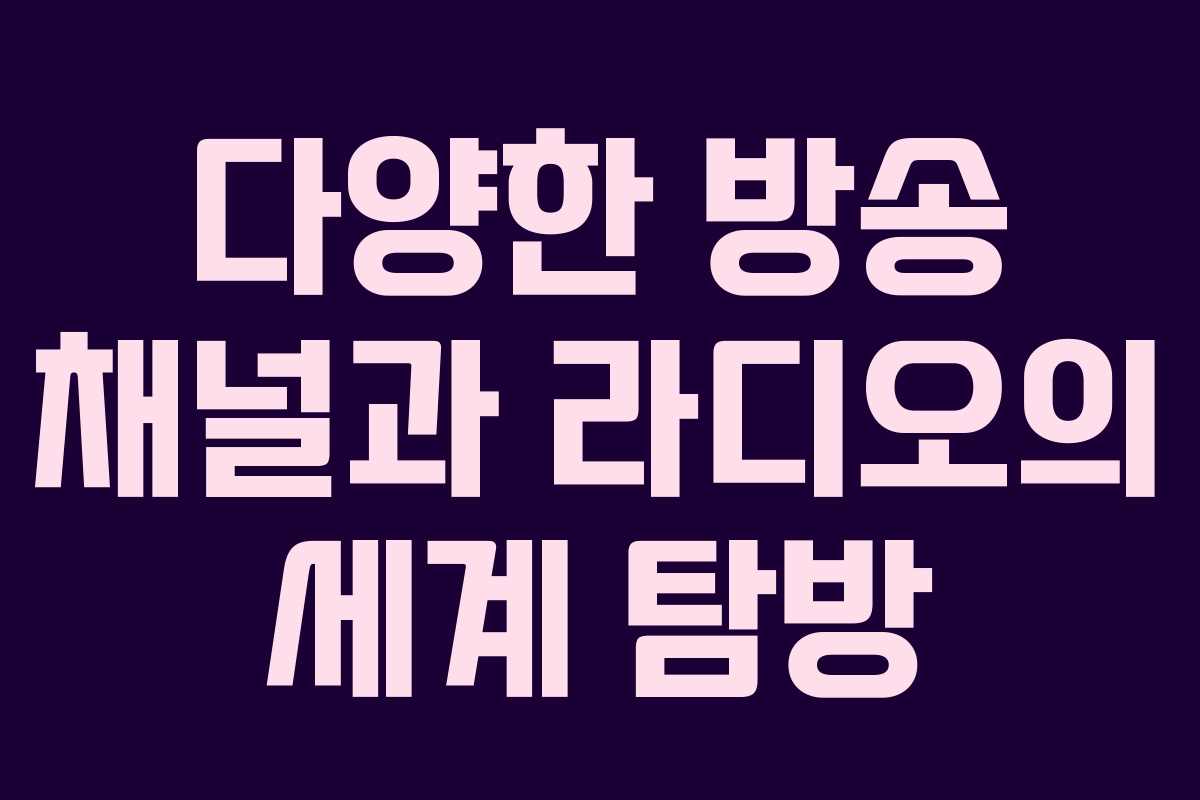 다양한 방송 채널과 라디오의 세계 탐방