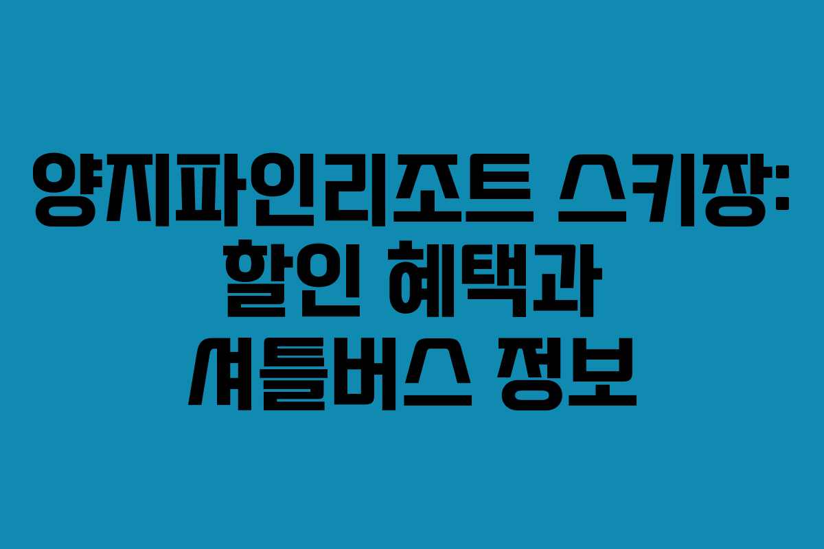 양지파인리조트 스키장: 할인 혜택과 셔틀버스 정보