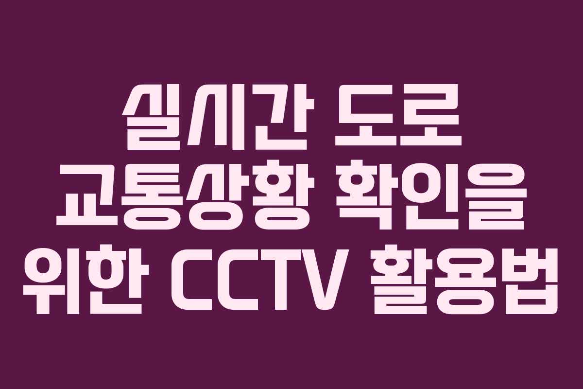 실시간 도로 교통상황 확인을 위한 CCTV 활용법
