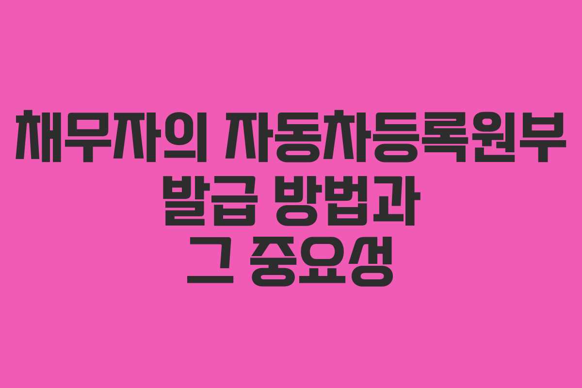 채무자의 자동차등록원부 발급 방법과 그 중요성