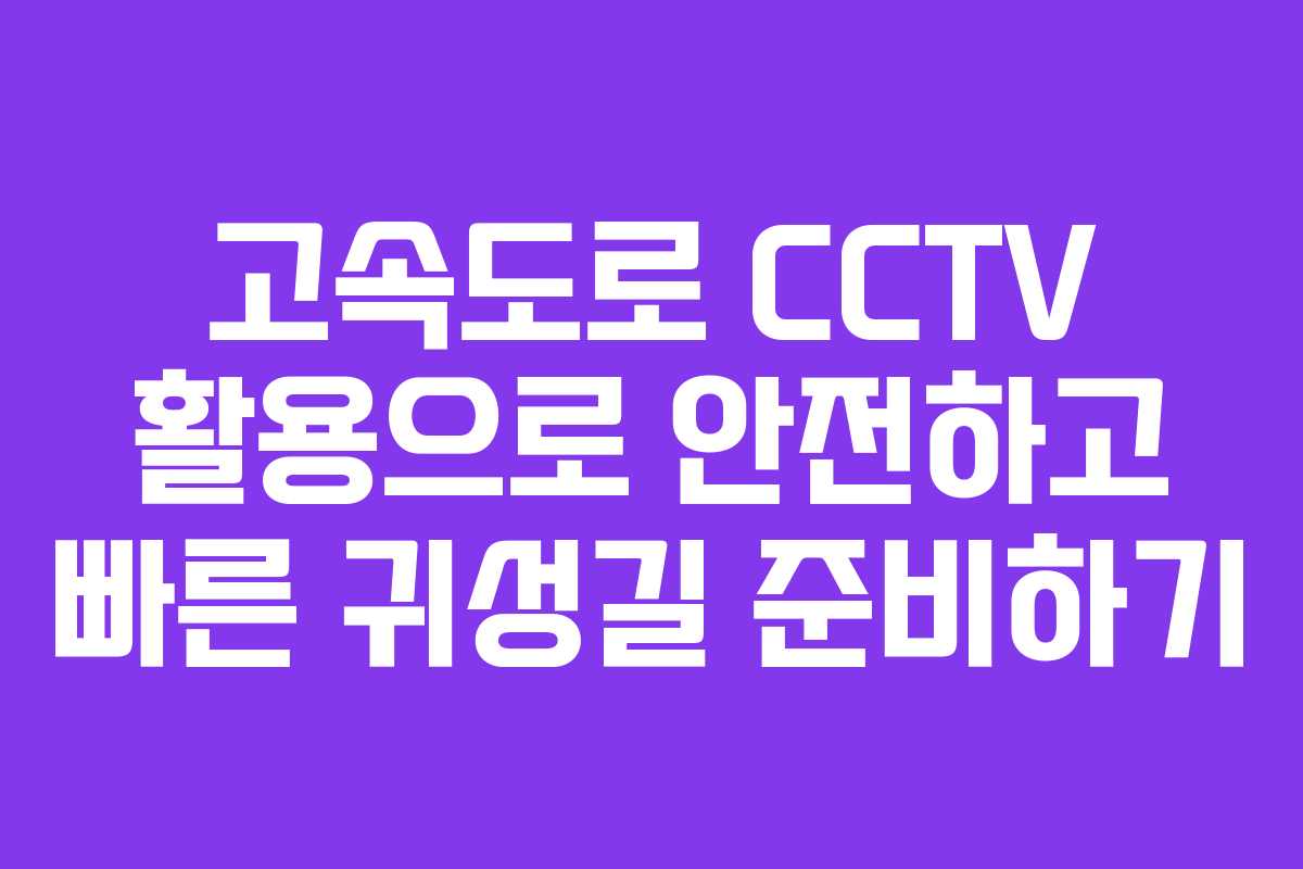 고속도로 CCTV 활용으로 안전하고 빠른 귀성길 준비하기