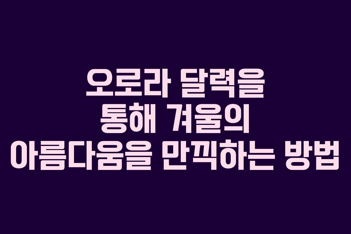 오로라 달력을 통해 겨울의 아름다움을 만끽하는 방법