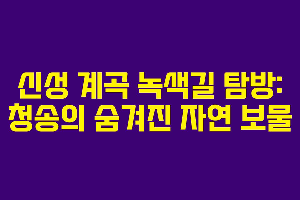 신성 계곡 녹색길 탐방: 청송의 숨겨진 자연 보물