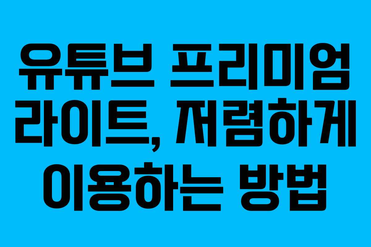 유튜브 프리미엄 라이트, 저렴하게 이용하는 방법