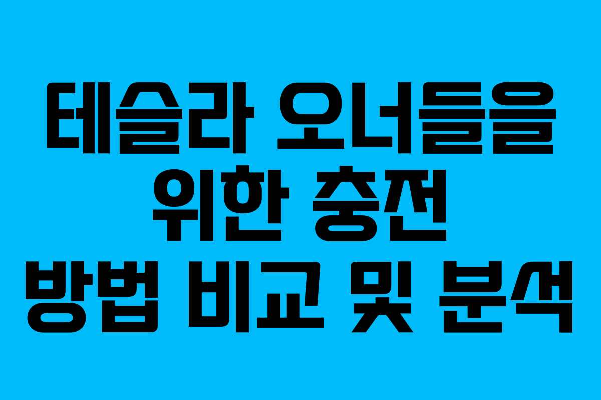 테슬라 오너들을 위한 충전 방법 비교 및 분석