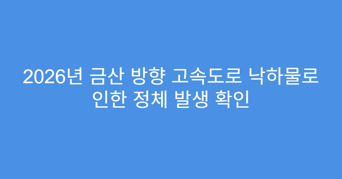 2026년 금산 방향 고속도로 낙하물로 인한 정체 발생 확인
