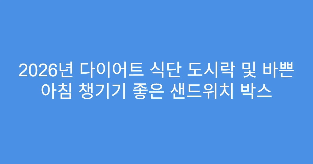 2026년 다이어트 식단 도시락 및 바쁜 아침 챙기기 좋은 샌드위치 박스