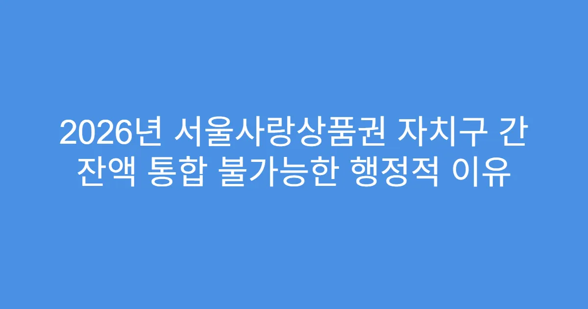 2026년 서울사랑상품권 자치구 간 잔액 통합 불가능한 행정적 이유
