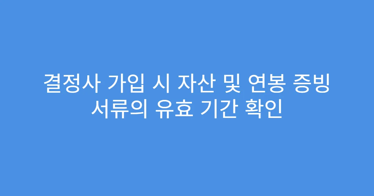 결정사 가입 시 자산 및 연봉 증빙 서류의 유효 기간 확인